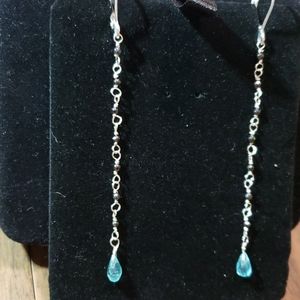 🌺Handcrafted apatite, hematite, & silver earrings